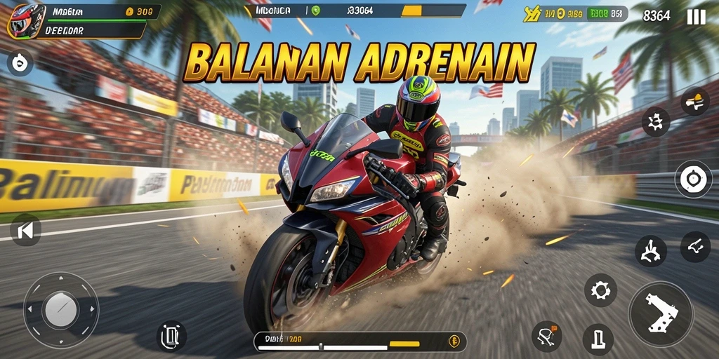 Gameplay menegangkan dari balapan motor di 8364.