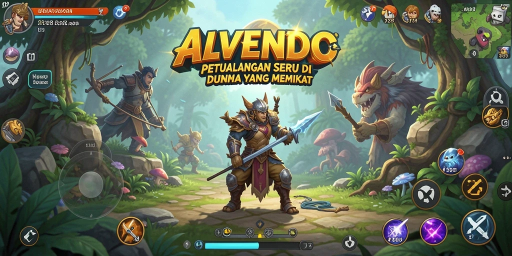 Screenshot utama ALVENDO menampilkan aksi mendebarkan dalam petualangan seru.