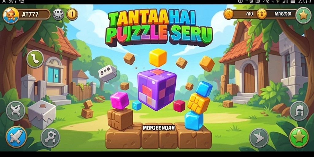 Screenshot gamplay AT777 yang menunjukkan berbagai tantangan puzzle.