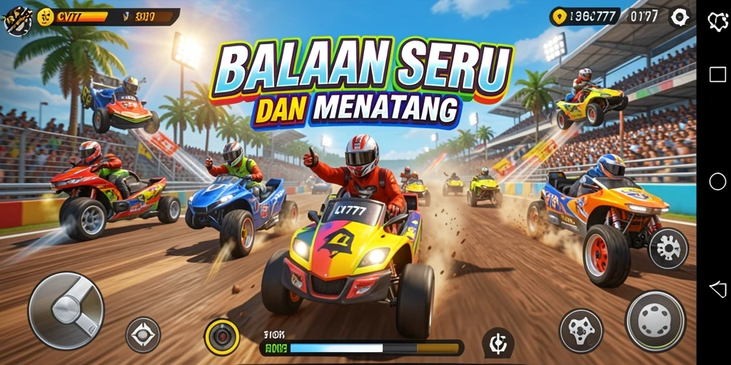 Tampilan gameplay balapan yang seru dan mendebarkan di CV777.