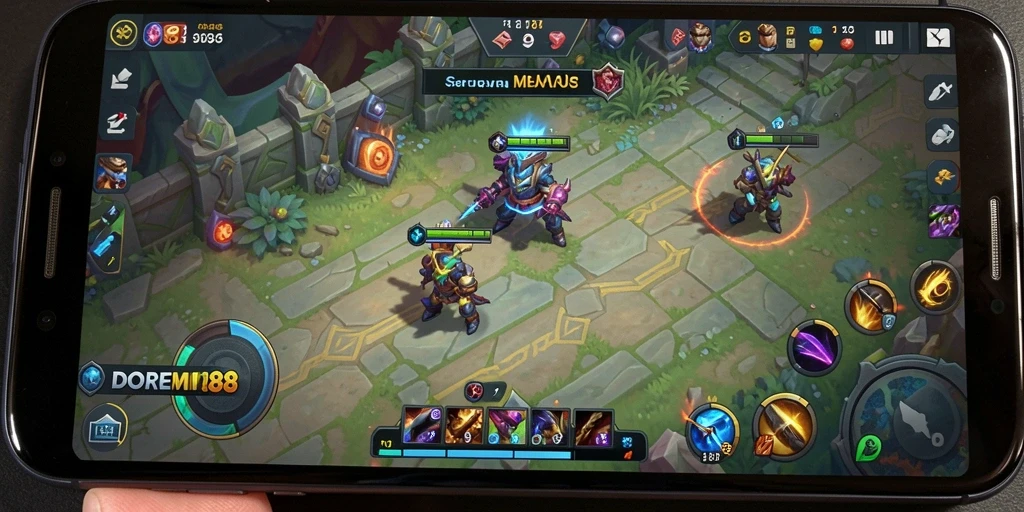 Screenshot gameplay DOREMI88 menampilkan aksi seru dalam pertarungan MOBA.