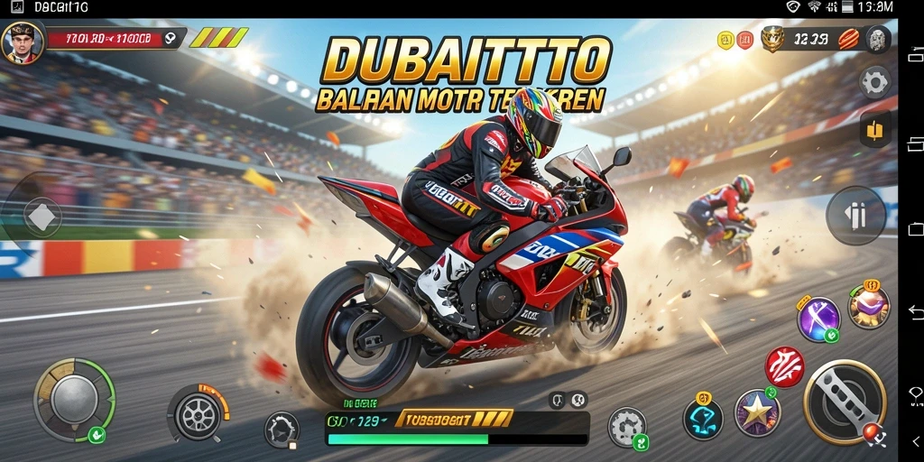 Screenshot DUBAITOTO menampilkan aksi balapan motor yang mendebarkan.