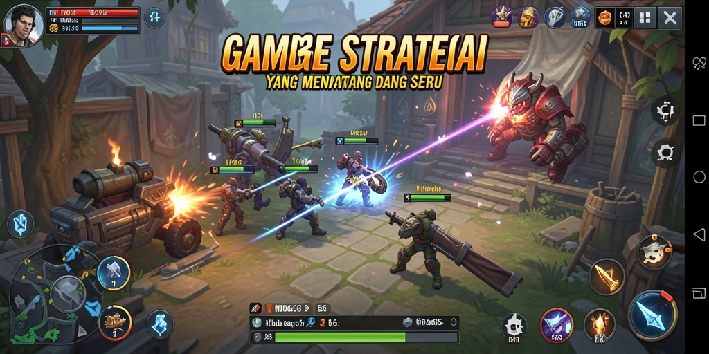 Tangkapan layar menggambarkan pertempuran strategis yang intens.