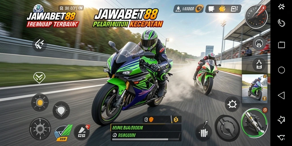 Tampilan gameplay mendebarkan dari balapan motor di JAWABET88.