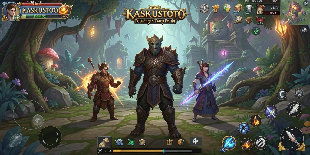 Gameplay seru dalam KASKUSTOTO dengan karakter dan monster ikonik.