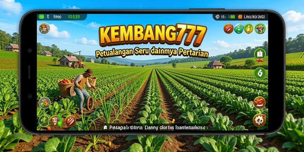 Tampilan gameplay KEMBANG777 yang menggambarkan aktivitas pertanian yang menyenangkan.