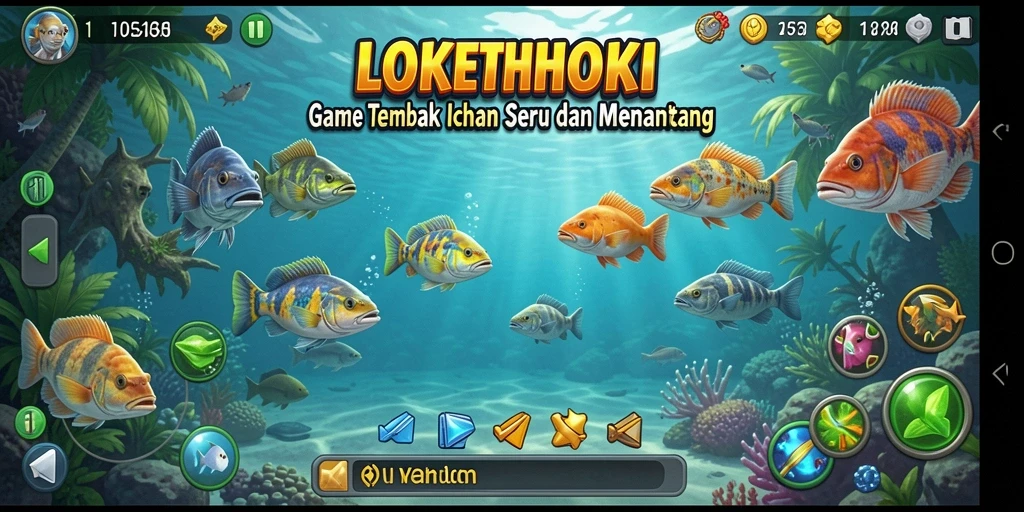 Gameplay seru di LOKETHOKI saat menembak ikan.