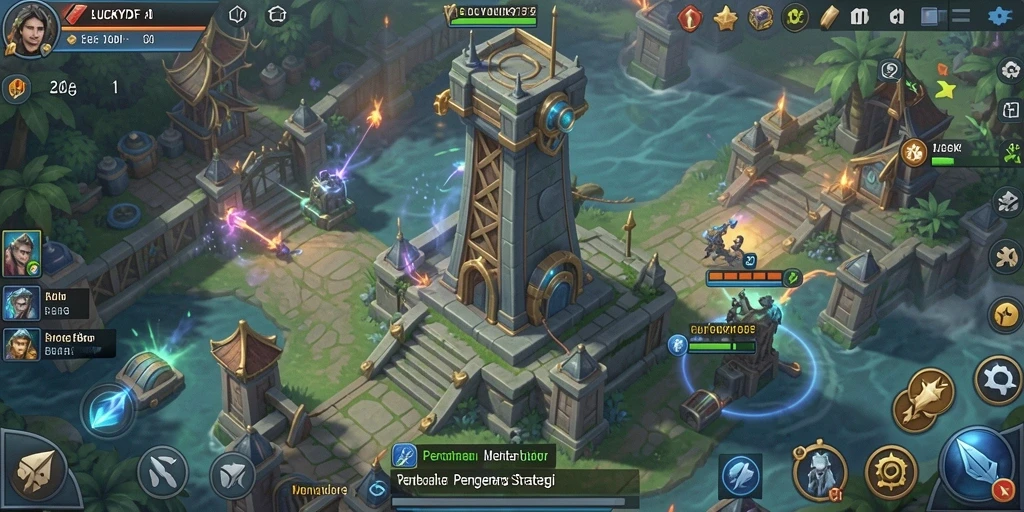 Tampilan gameplay menara yang mendebarkan dan strategis.