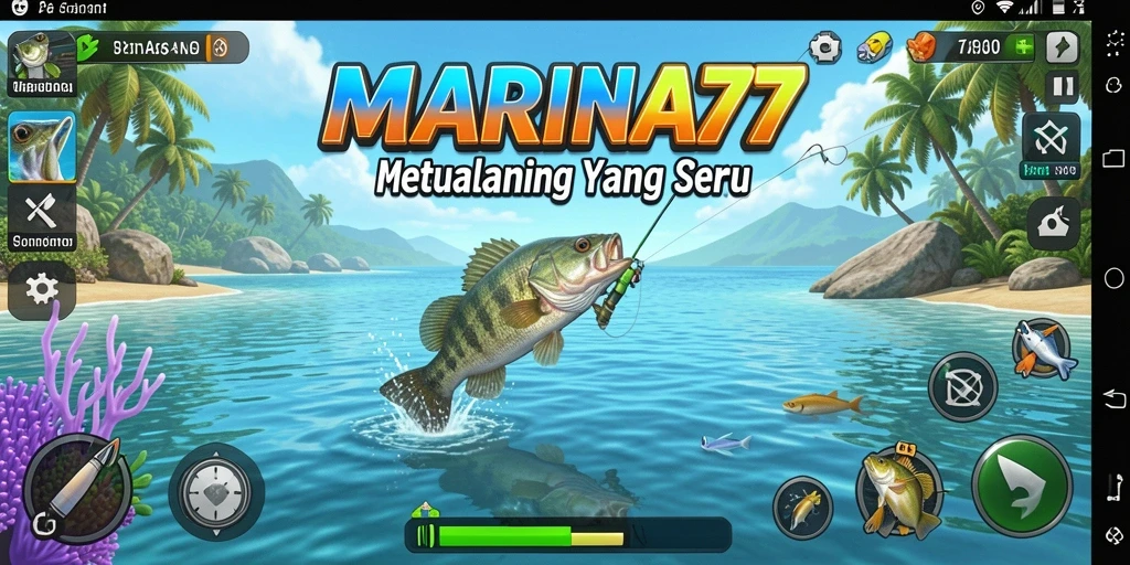 Tampilan gameplay memancing yang menarik dan realistis dalam MARINA77.