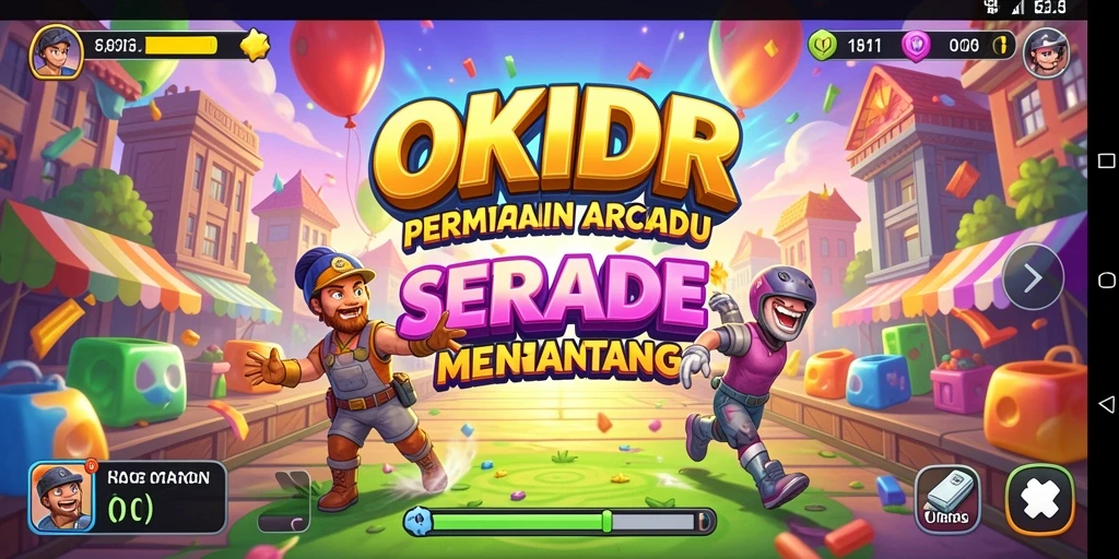 Tampilan gameplay OKIDR yang penuh aksi dan warna-warni.