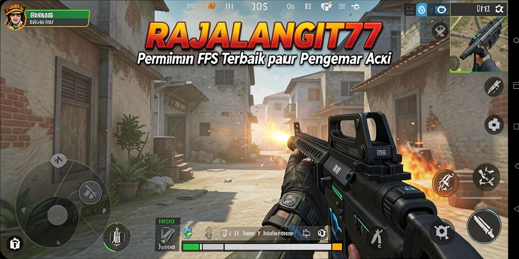 Tangkapan layar gameplay RAJALANGIT77 menampilkan aksi menembak yang intens.