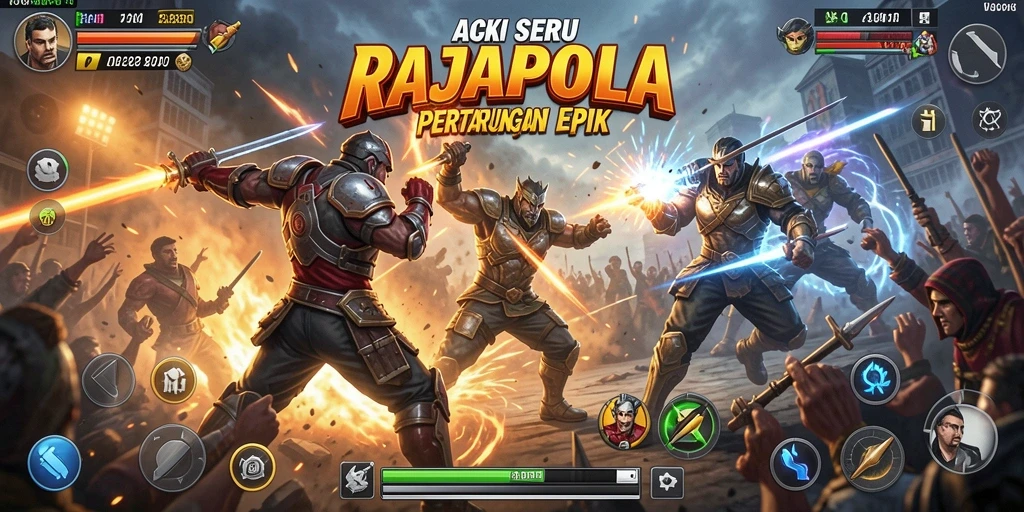 Screenshot RAJAPOLA menampilkan aksi intens dalam pertempuran seru.
