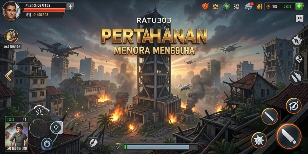 Tangkapan layar permainan RATU303 menampilkan aksi seru Tower Defense.