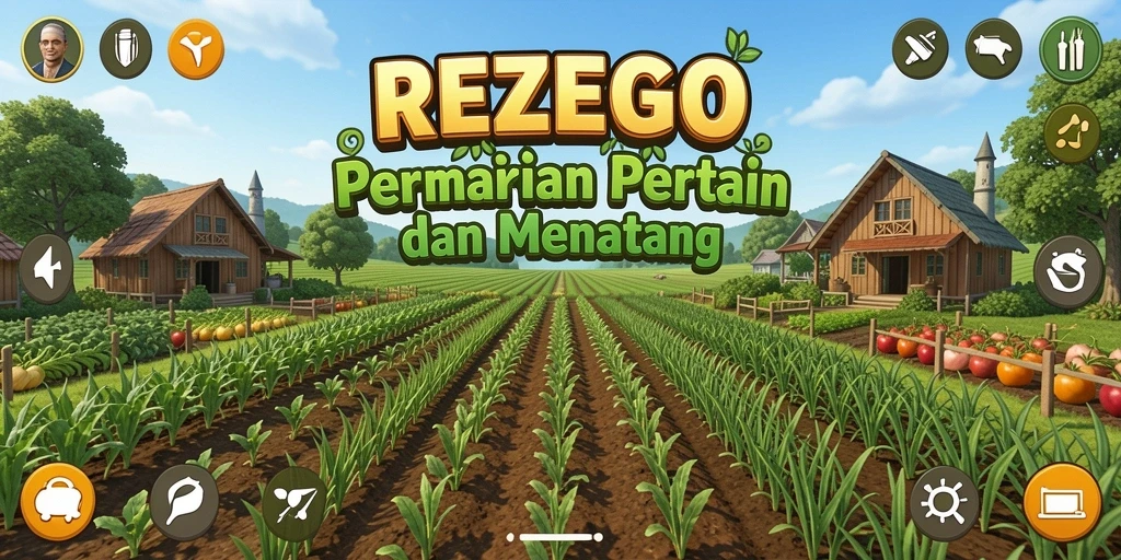 Tampilan gameplay REZEGO yang menarik dengan aktivitas pertanian yang dinamis.