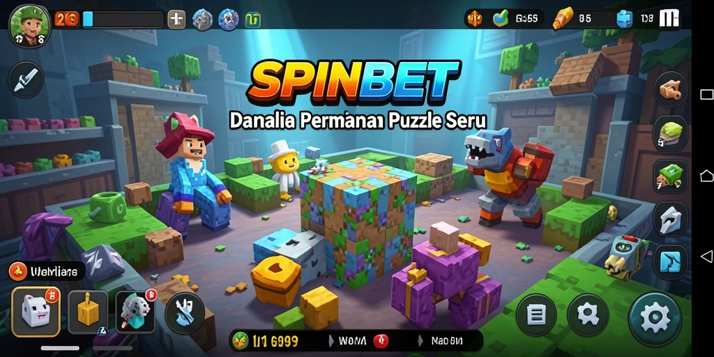 Tampilan gameplay SPINBET yang penuh warna dalam mode puzzle.