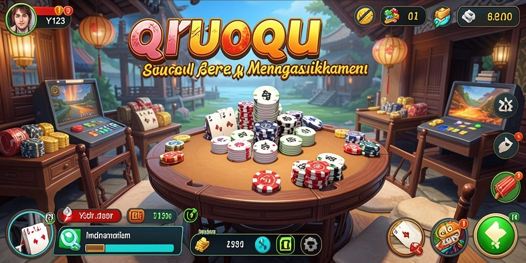 Screenshot utama YY123 menampilkan serunya gameplay QiuQiu.